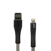 Cable Usb Ghia Tipo Lightning Plano Reversible Color Gris Con Negro De 1 Metro